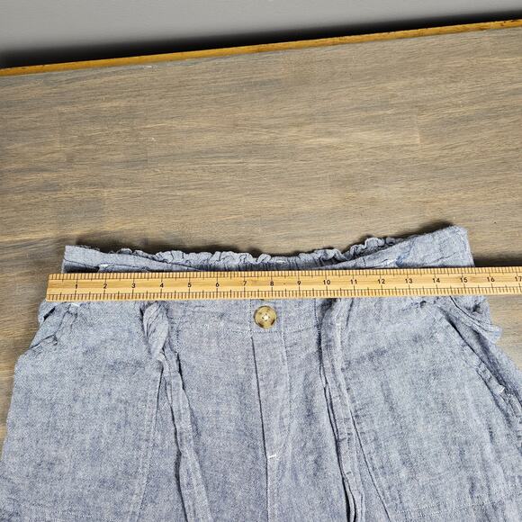 Mason & Belle Women L Chambray Linen Rayon Wide Leg Pull On Pants Pockets w/ Tie - Picture 5 of 10